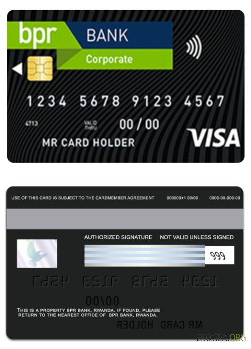 Carte visa d'entreprise de la Rwanda BPR Bank
